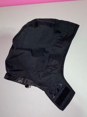 Black Detachable Hood with Velcro and Drawcord